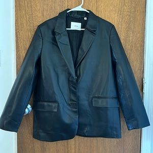 Aritzia Wilfred Faux Black Leather Blazer size M